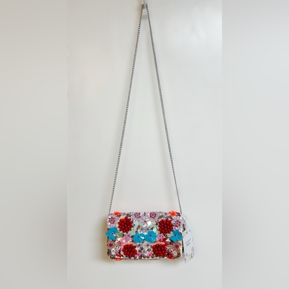 Made In India Handcrafted Multicolor Sequins & Beaded Shoulder Clutch Bag NWT